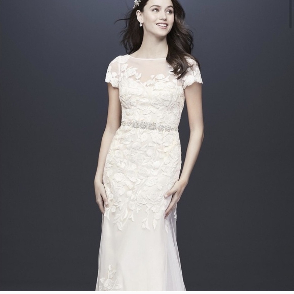 Ivory Floral Appliqué Sheer Yoke Wedding Dress